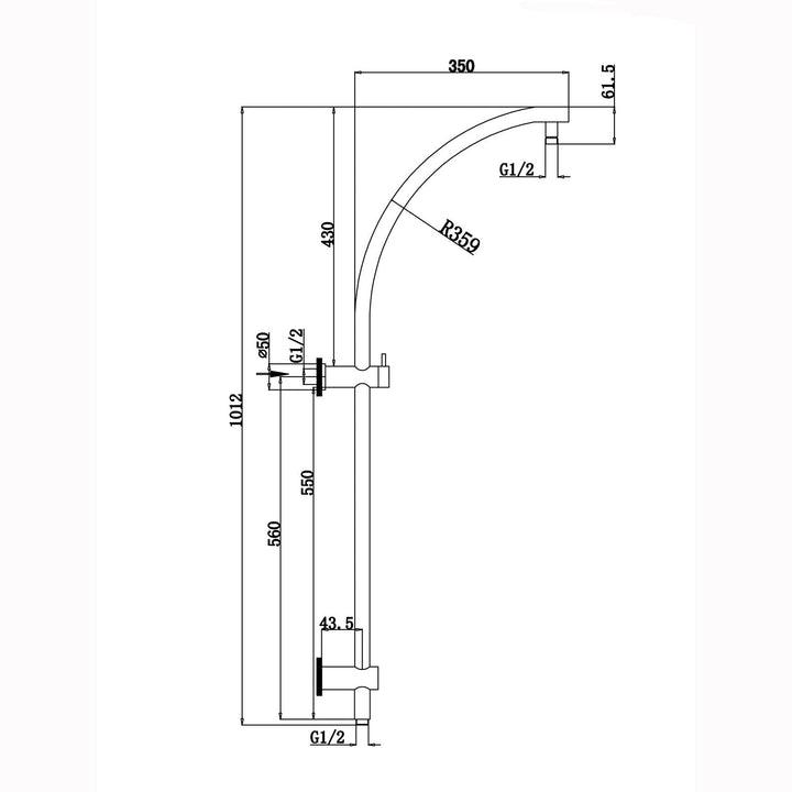 Round Chrome Top Inlet Shower Rail