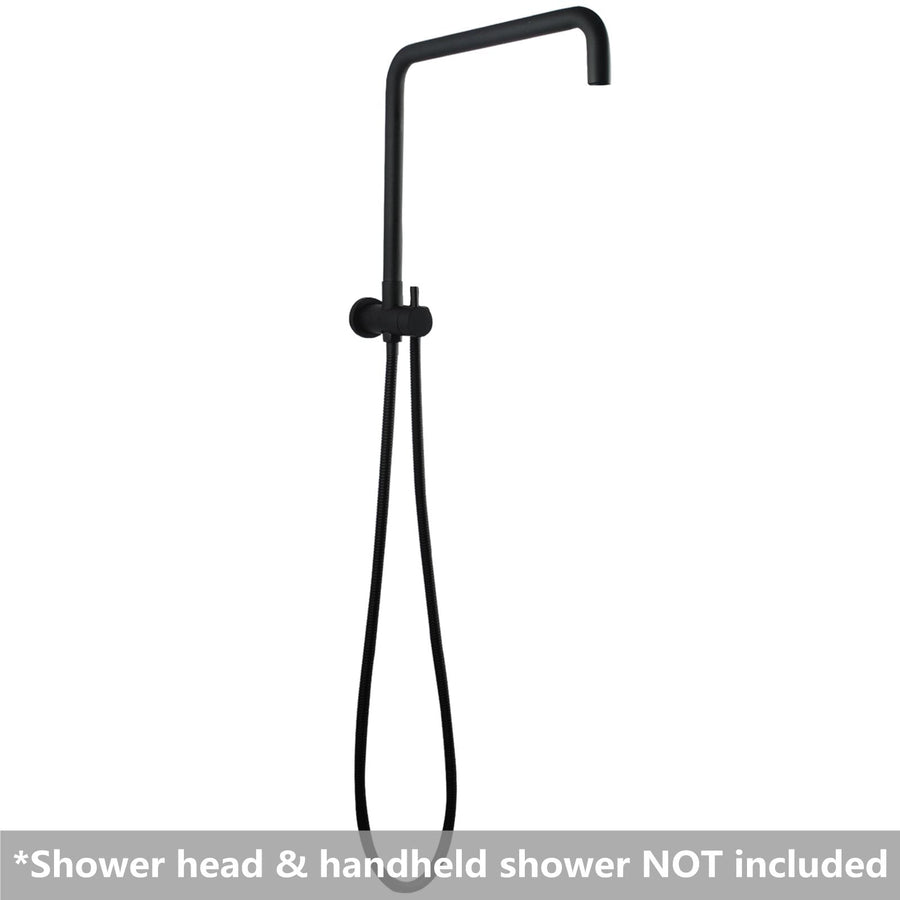 Round Black Top Water Inlet Shower Rail