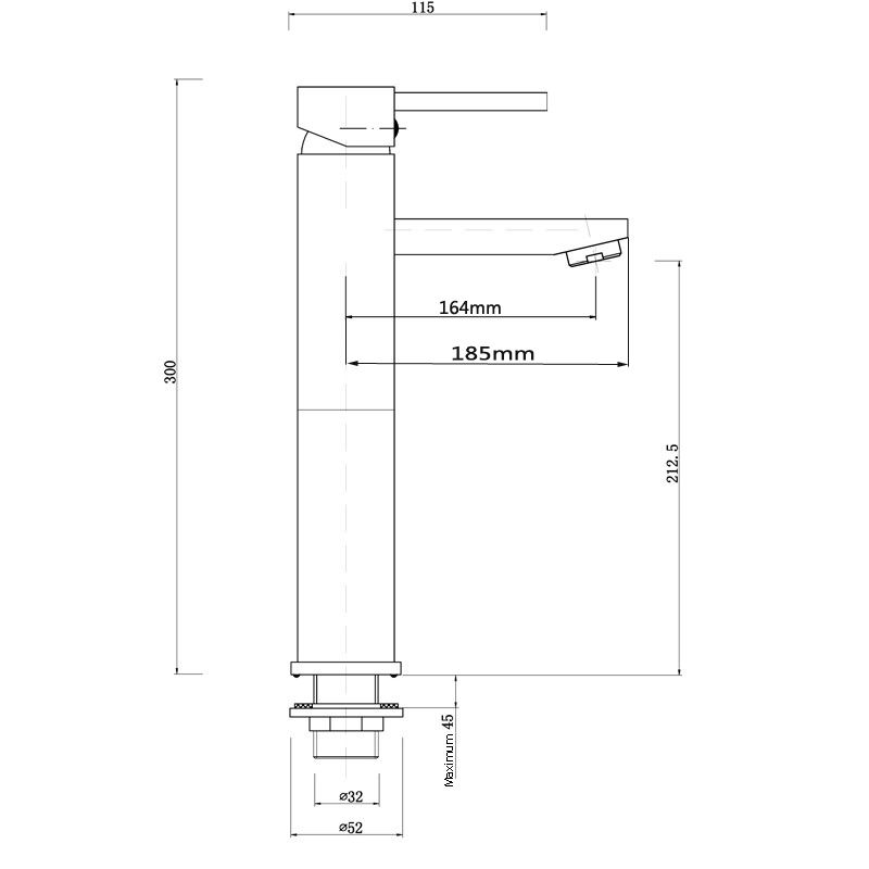 Norico Pentro Brushed Nickel Tall Basin Mixer