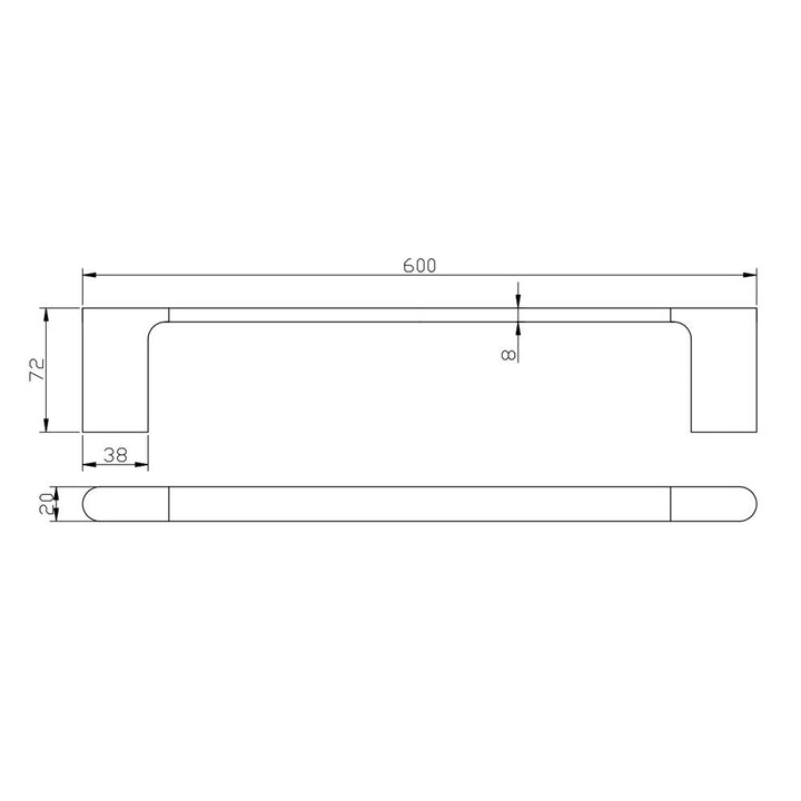 VOG Black Single Towel Rail 600mm