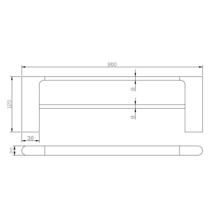 AU Series Brushed Nickel Double Towel Rail 800mm