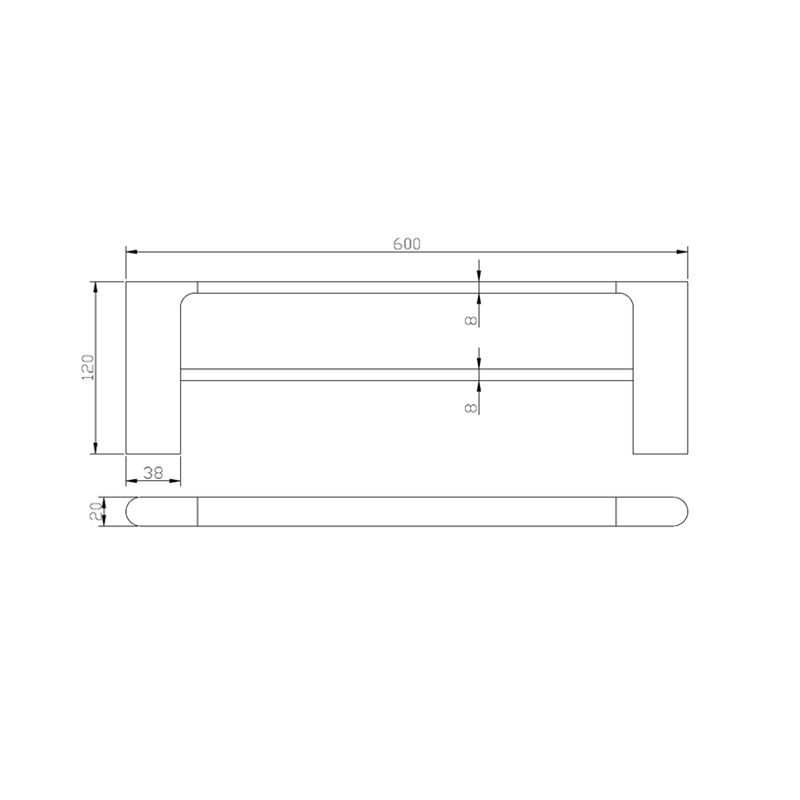 VOG Black Double Towel Rail 600mm