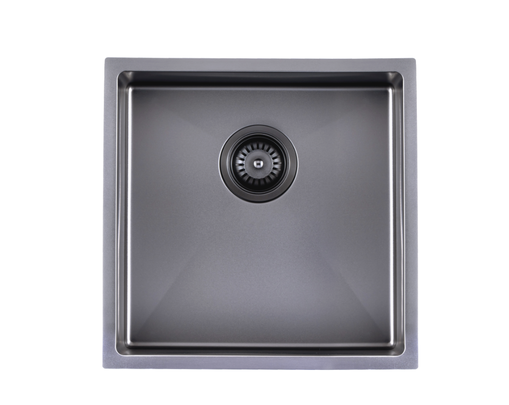 440x440x205mm Gun Metal Grey Stainless Steel Handmade Single Bowl Sink for Flush Mount and Undermount