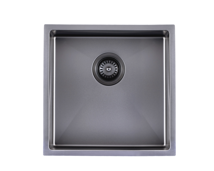 440x440x205mm Gun Metal Grey Stainless Steel Handmade Single Bowl Sink for Flush Mount and Undermount