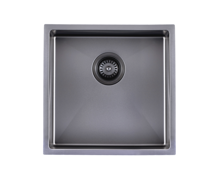 440x440x205mm Gun Metal Grey Stainless Steel Handmade Single Bowl Sink for Flush Mount and Undermount