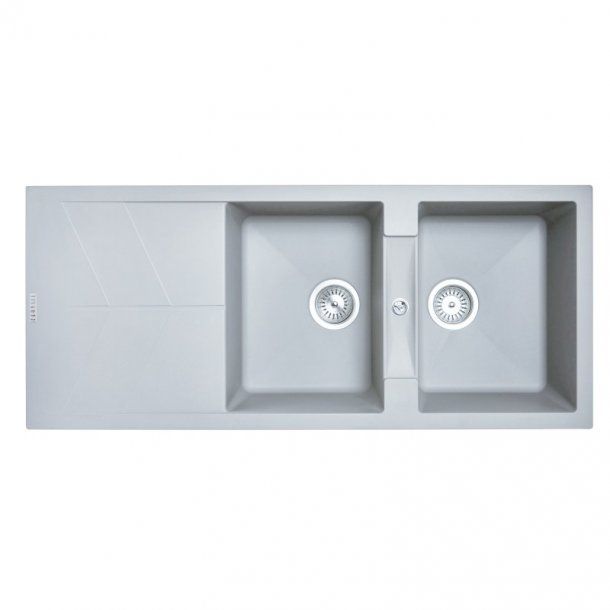 1160 x 500 x 210mm Carysil Jazz D200 Double Bowl Drainer Board Granite Kitchen Sink Top/Flush/Under Mount