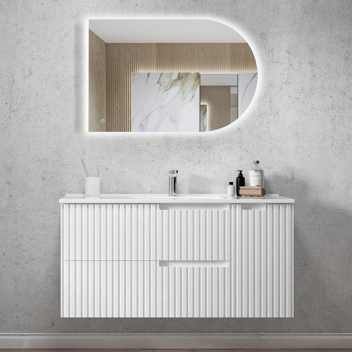 SATIN WHITE NOOSA 1200MM WALL HUNG VANITY NS1200WST-CA-12TH