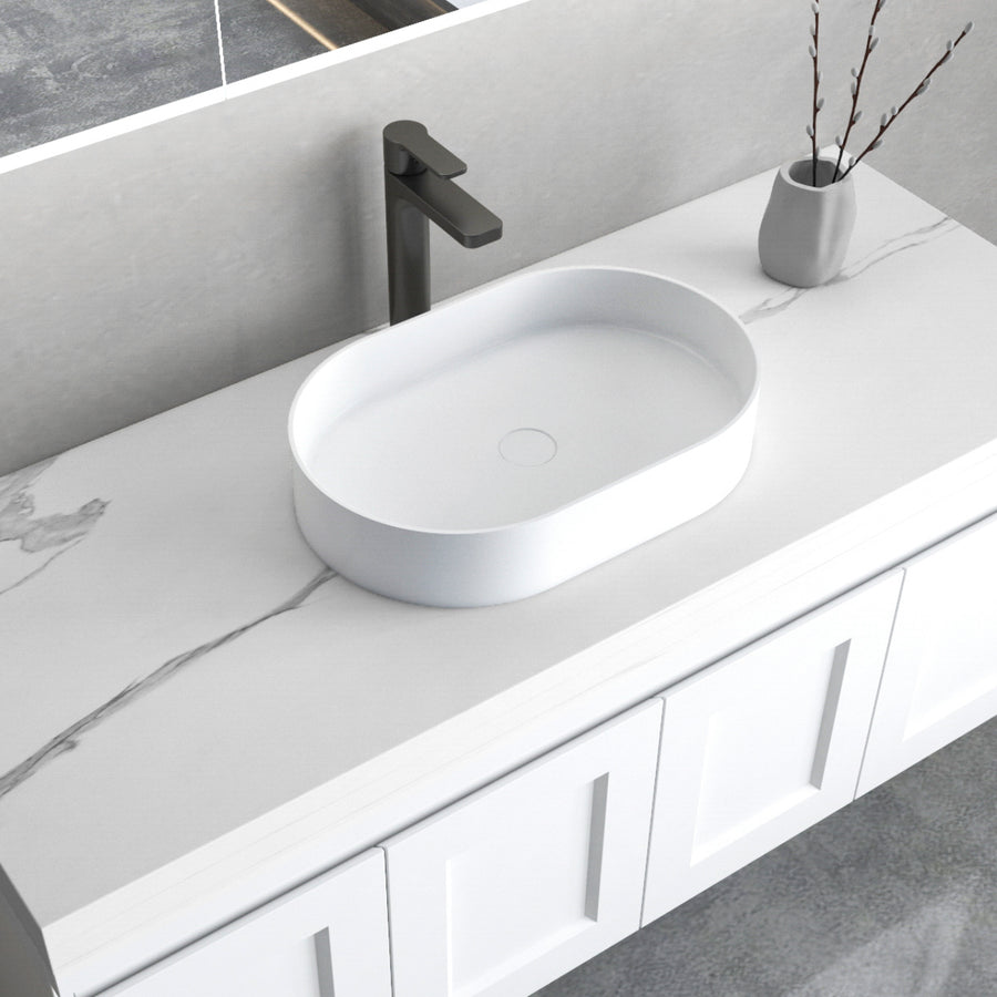 Matte White Noosa Solid Surface Basin 585 x 385 x 110 mm (No Overflow) SSB5838