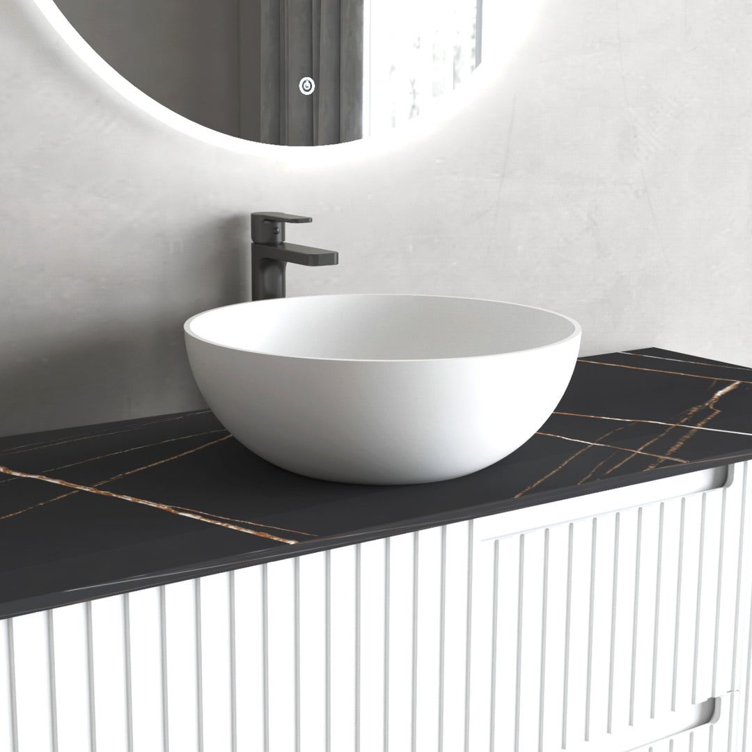 Matte White Solid Surface Basin 390x390x145 SSB3939