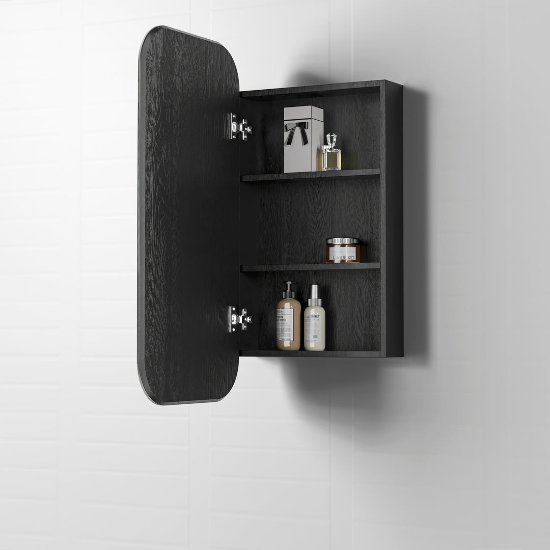 Newport White Shaving Cabinet Black Oak SSQ9045B