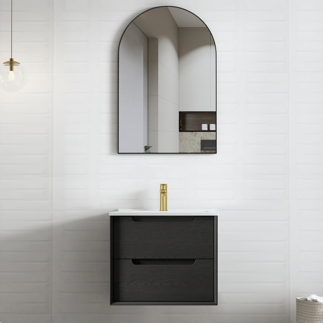 Black Oak Byron 600 Wall Hung Vanity With Slimline Ceramic Top BY600BCT