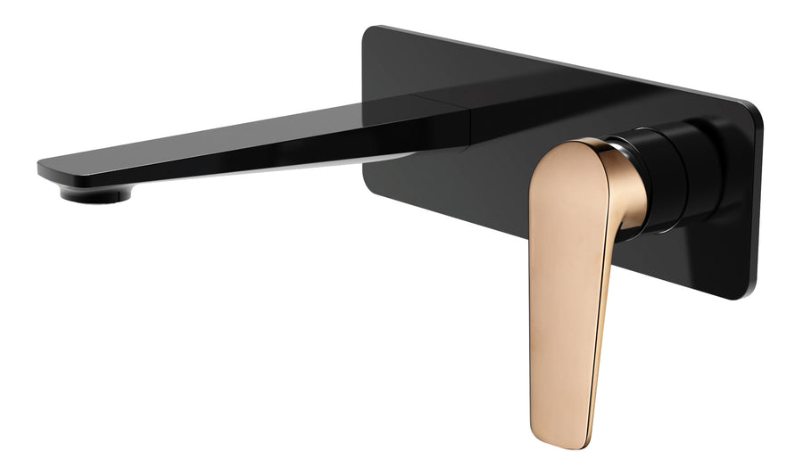 Zevio Wall Basin Mixer Matt Black Rose Gold