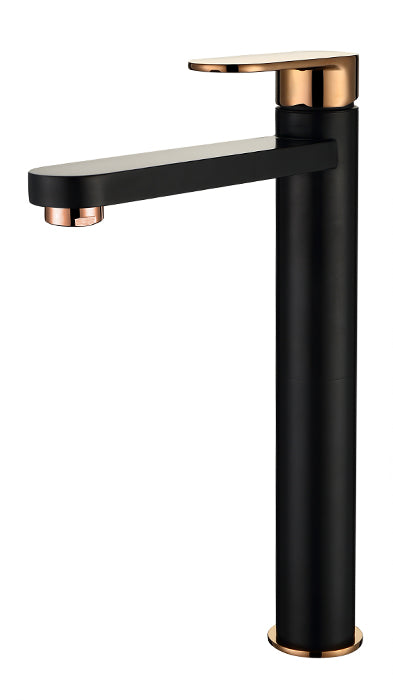 Vetto Tall Basin Mixer Matt Black Rose Gold V11TBMRG