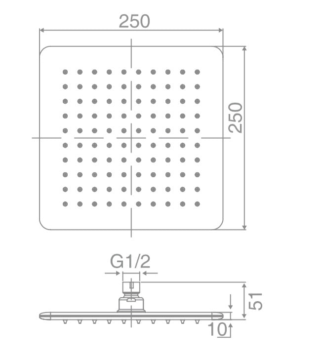 Square Brass Shower Head 250x250