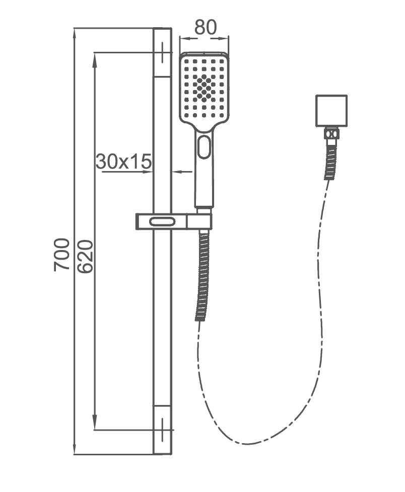 Shower Head on Rail (3 functions)