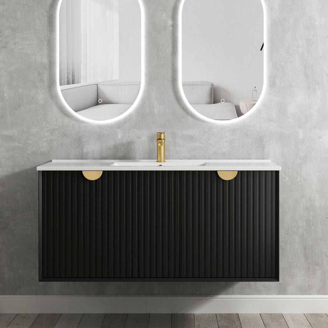 MATTE BLACK MARLO 1200MM WALL HUNG VANITY MA1200BST-CA-12TH