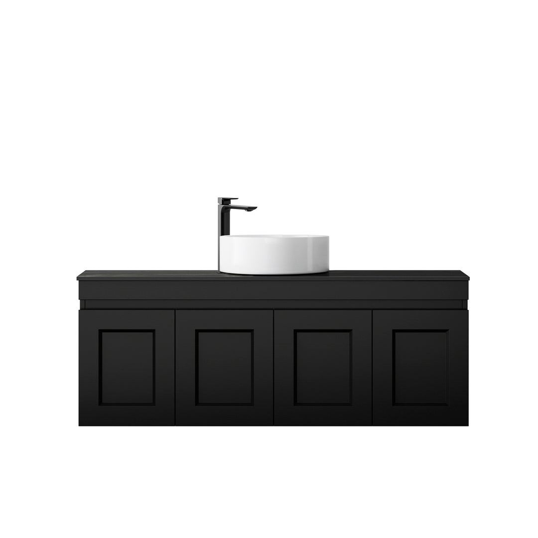 Satin Black Hampton Mark II1200 Wall Hung Empire Black Top 10 O'clock Taphole HPM1200BST-EB-10TH