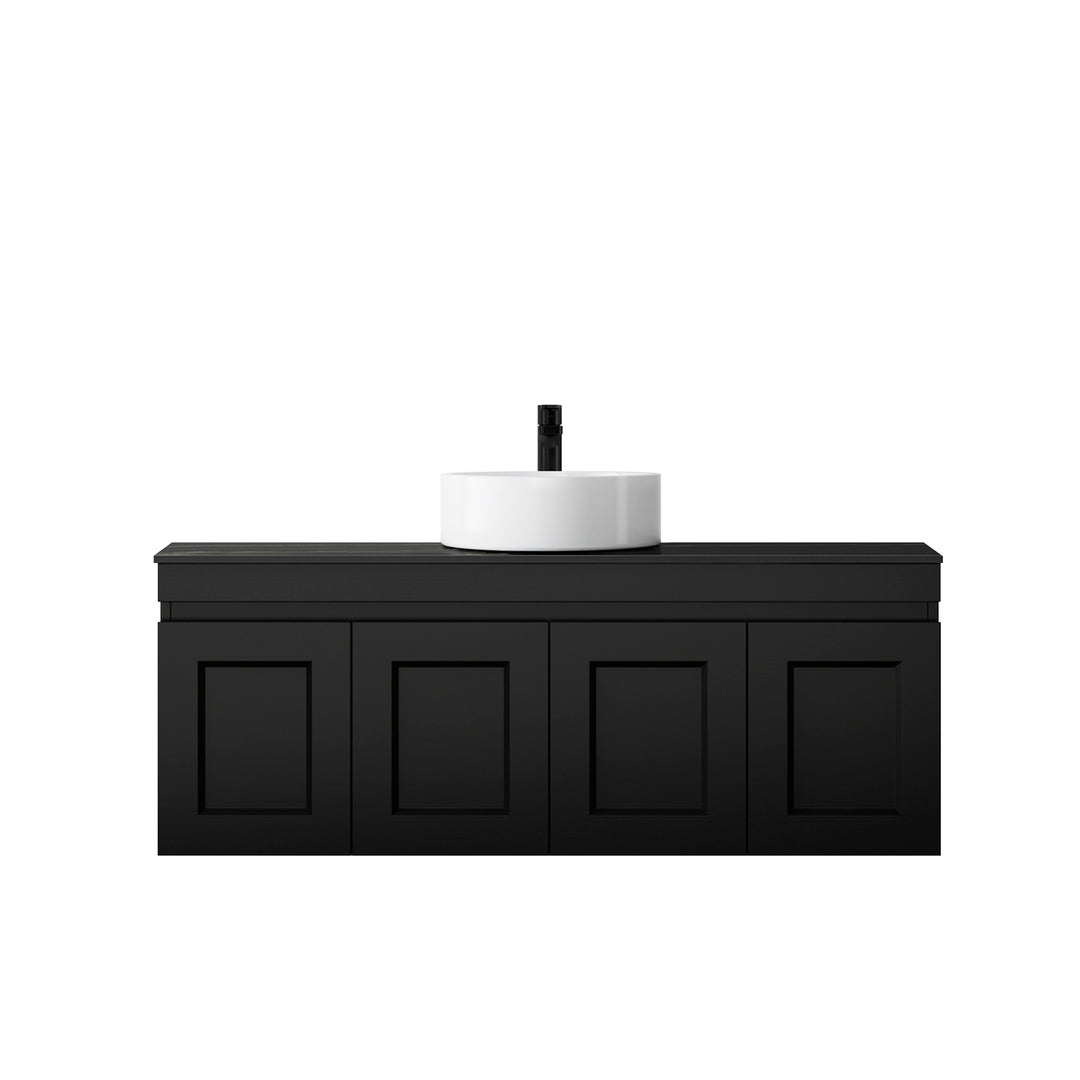 Satin Black Hampton Mark II1200 Wall Hung Empire Black Top 12 O'clock Taphole HPM1200BST-EB-12TH