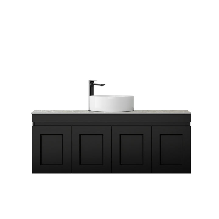 Satin Black Hampton Mark II1200 Wall Hung Amani Grey Top 10 O'clock Taphole HPM1200BST-G-10TH