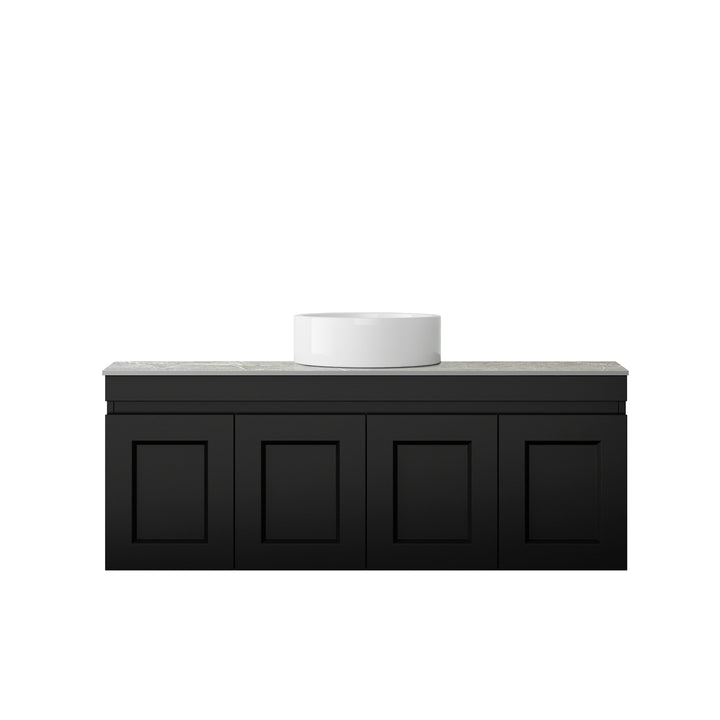 Satin Black Hampton Mark II1200 Wall Hung Amani Grey Top No Taphole HPM1200BST-G-NTH