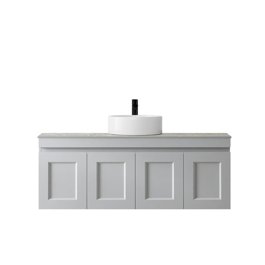 Satin Light Grey Hampton Mark II1200 Wall Hung Amani Grey Top 12 O'clock Taphole HPM1200GST-G-12TH