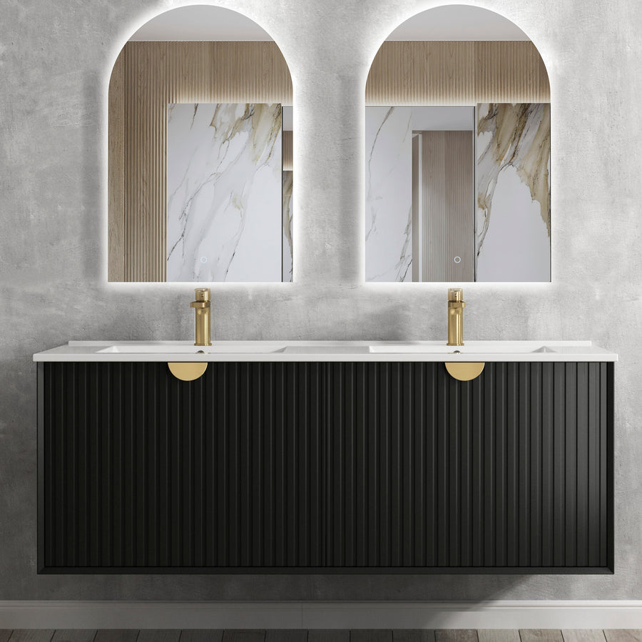 MATTE BLACK MARLO 1500MM WALL HUNG VANITY MA1500BST-CA-12TH