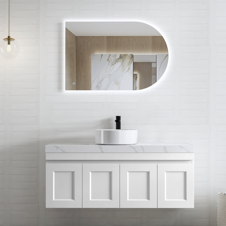 Satin White Hampton Mark II1200 Wall Hung Mont Blanc Top 12 O'clock Taphole HPM1200WST-CA-12TH