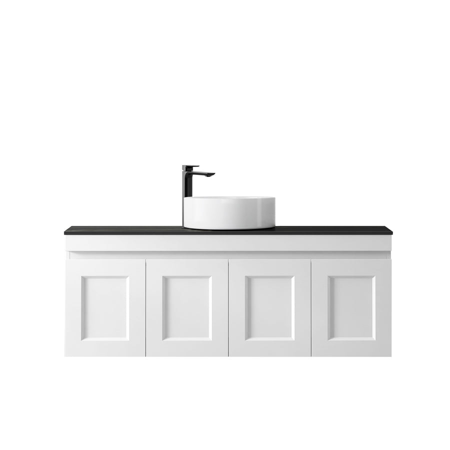 Satin White Hampton Mark II1200 Wall Hung Empire Black Top 10 O'clock Taphole HPM1200WST-EB-10TH