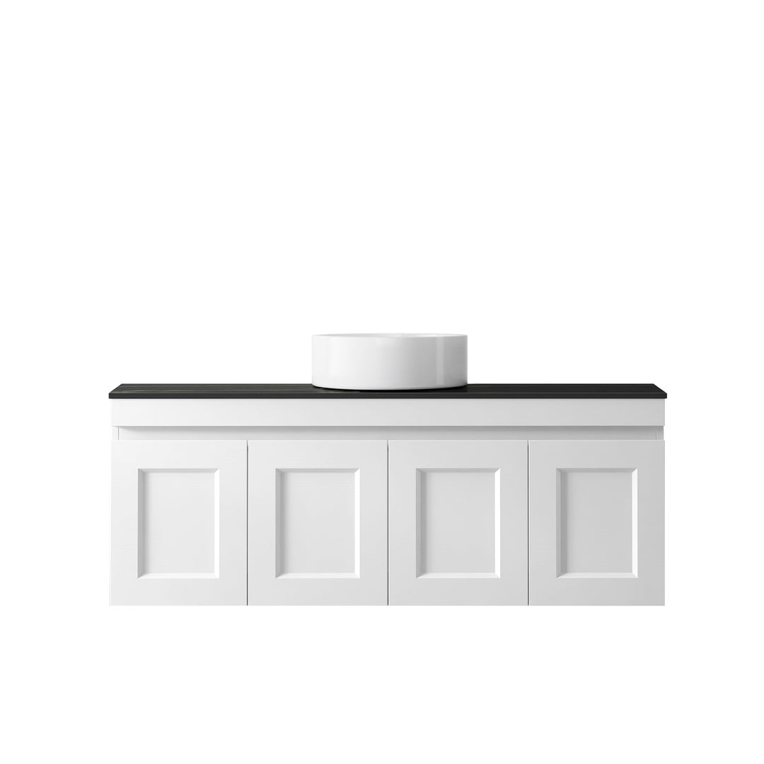 Satin White Hampton Mark II1200 Wall Hung Empire Black Top No Taphole HPM1200WST-EB-NTH