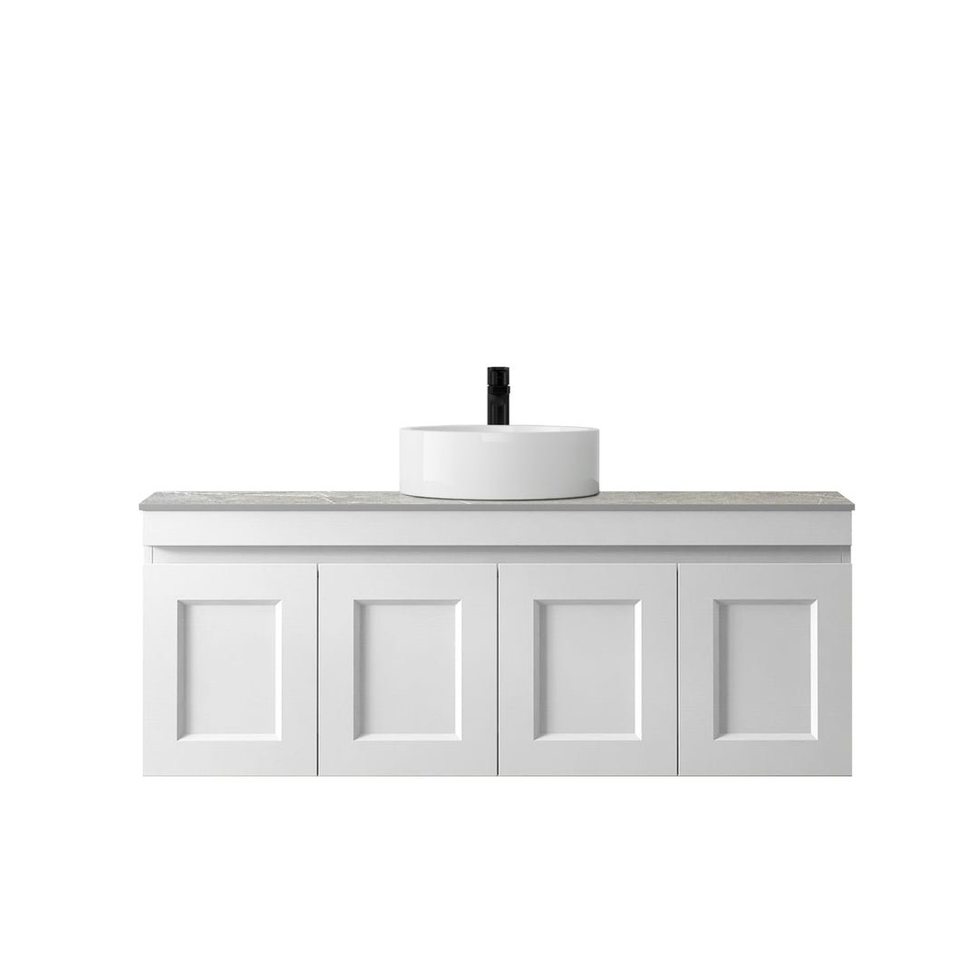 Satin White Hampton Mark II1200 Wall Hung Amani Grey Top 12 O'clock Taphole HPM1200WST-G-12TH