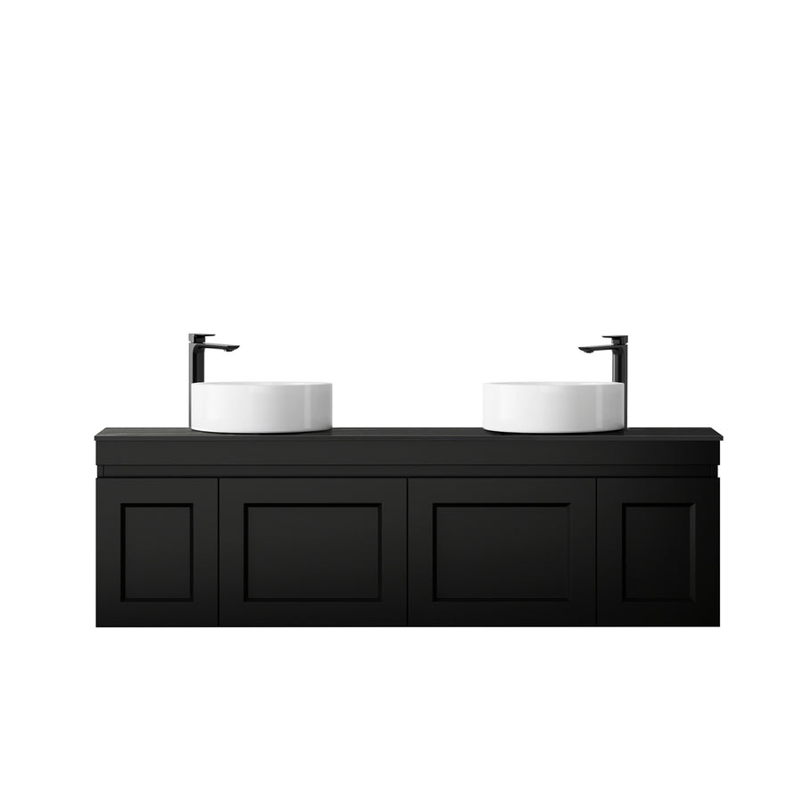 Satin Black Hampton Mark II1500 Wall Hung Empire Black Top 10 & 2 O'clock Taphole HPM1500BST-EB-10TH