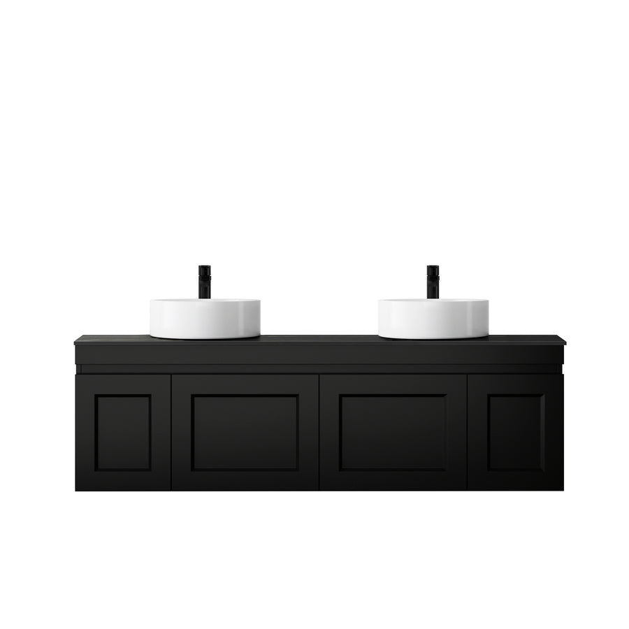 Satin Black Hampton Mark II1500 Wall Hung Empire Black Top 12 O'clock Taphole HPM1500BST-EB-12TH