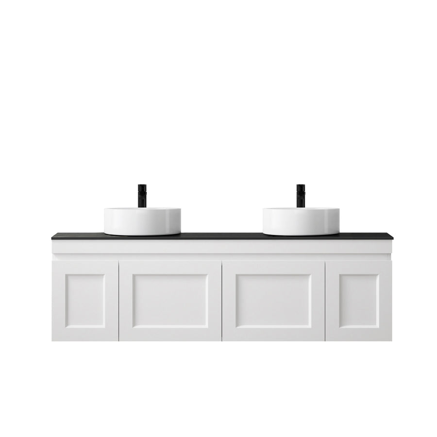 Satin White Hampton Mark II1500 Wall Hung Empire Black Top 12 O'clock Taphole HPM1500WST-EB-12TH