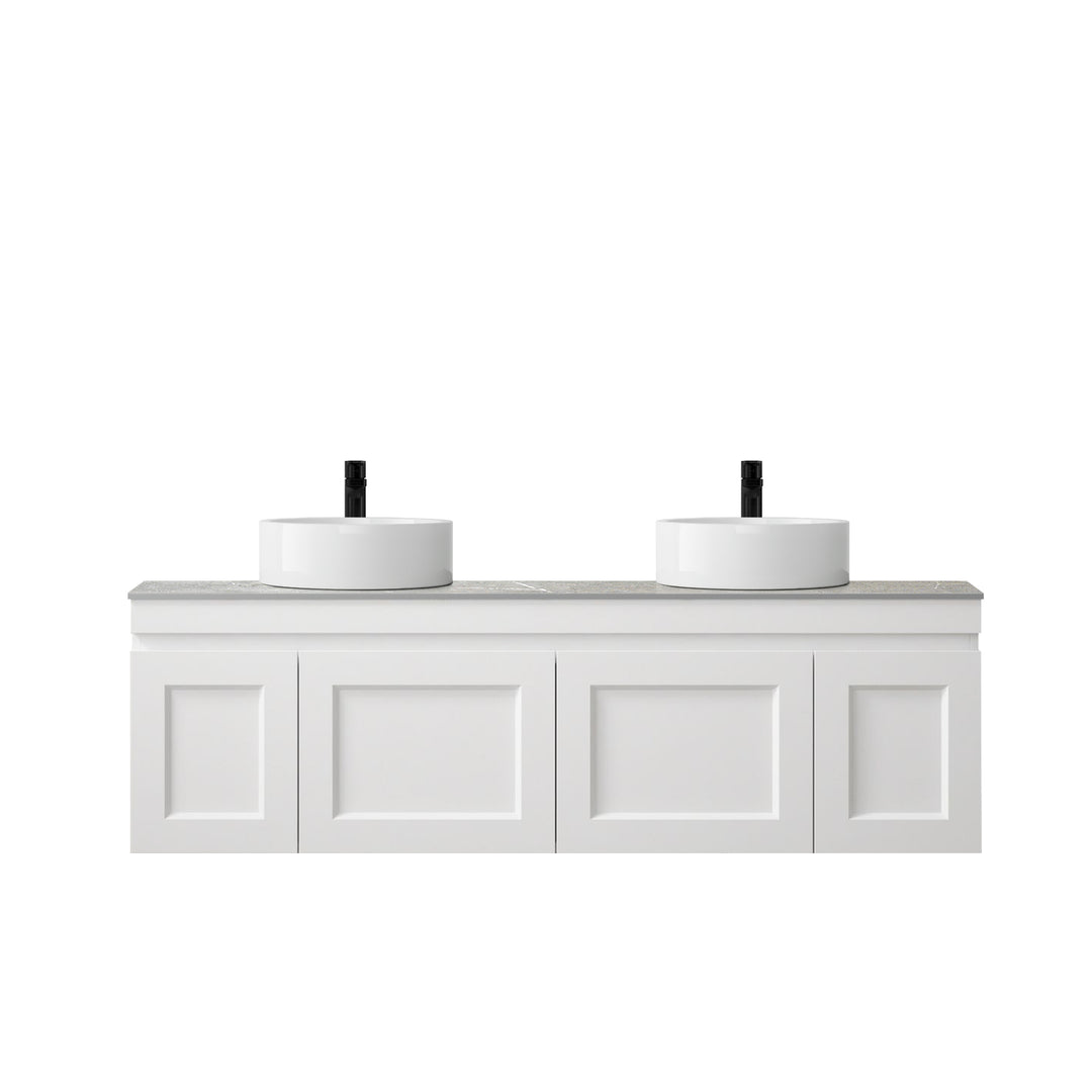 Satin White Hampton Mark II1500 Wall Hung Amani Grey Top 12 O'clock Taphole HPM1500WST-G-12TH