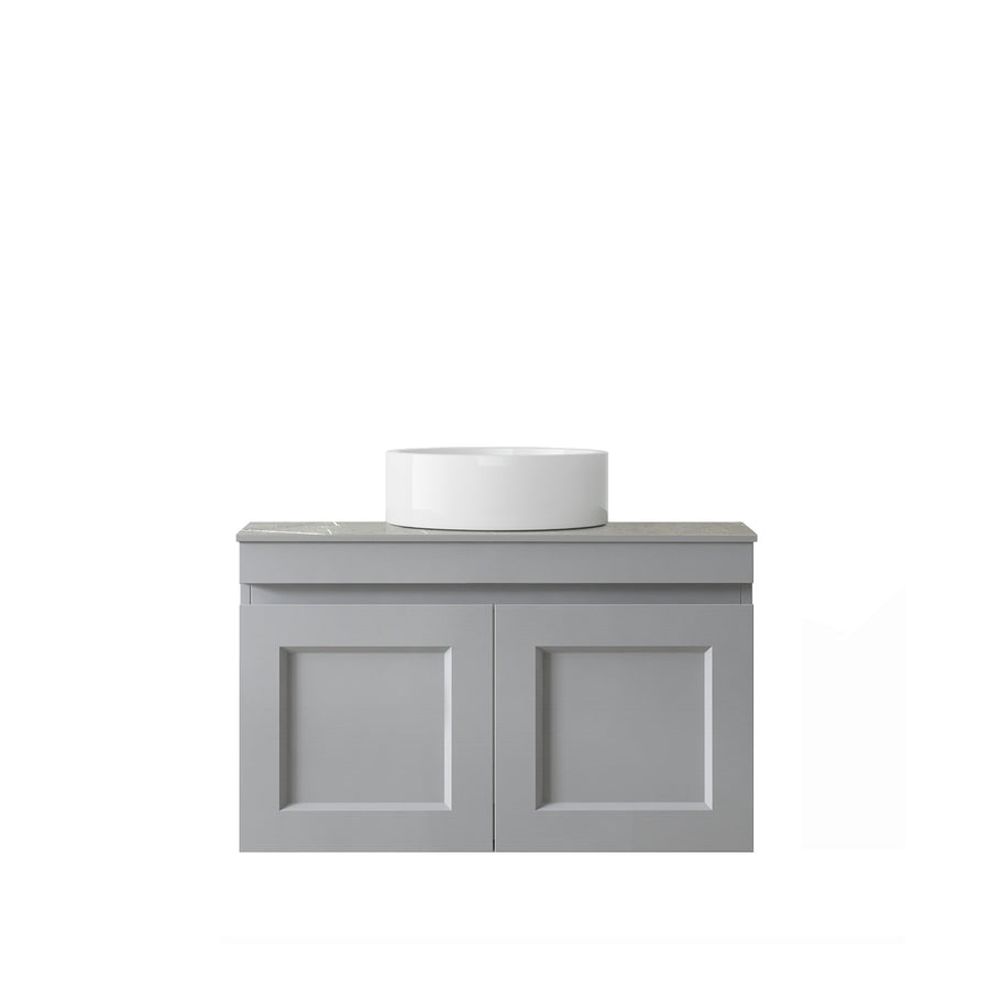 Satin Light Grey Hampton Mark II750 Wall Hung Empire Light Grey Top No Taphole HPM750GST-EB-NTH