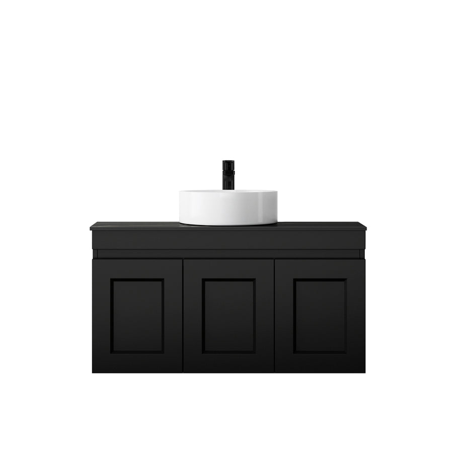 Satin Black Hampton Mark II900 Wall Hung Empire Black Top 12 O'clock Taphole HPM900BST-EB-12TH