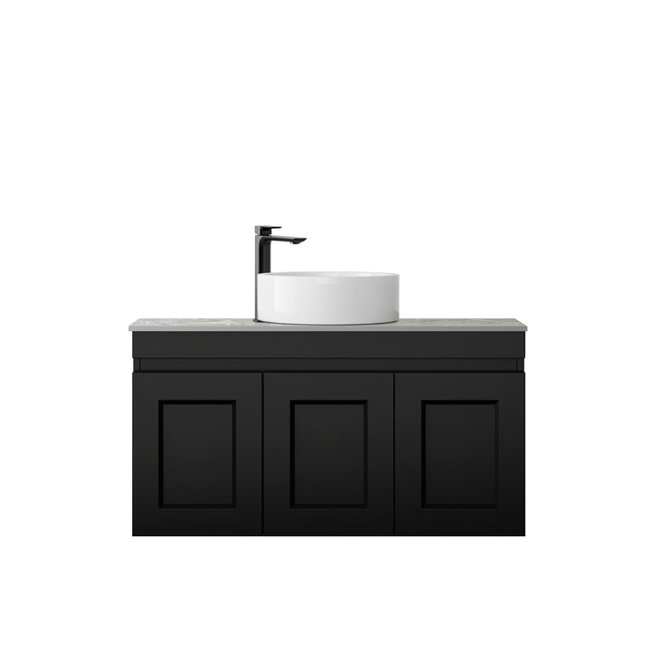 Satin Black Hampton Mark II900 Wall Hung Amani Grey Top 10 O'clock Taphole HPM900BST-G-10TH