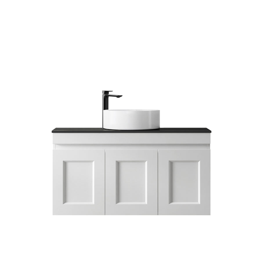 Satin White Hampton Mark II900 Wall Hung Empire Black Top 10 O'clock Taphole HPM900WST-EB-10TH