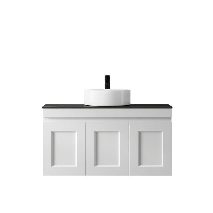 Satin White Hampton Mark II900 Wall Hung Empire Black Top 12 O'clock Taphole HPM900WST-EB-12TH