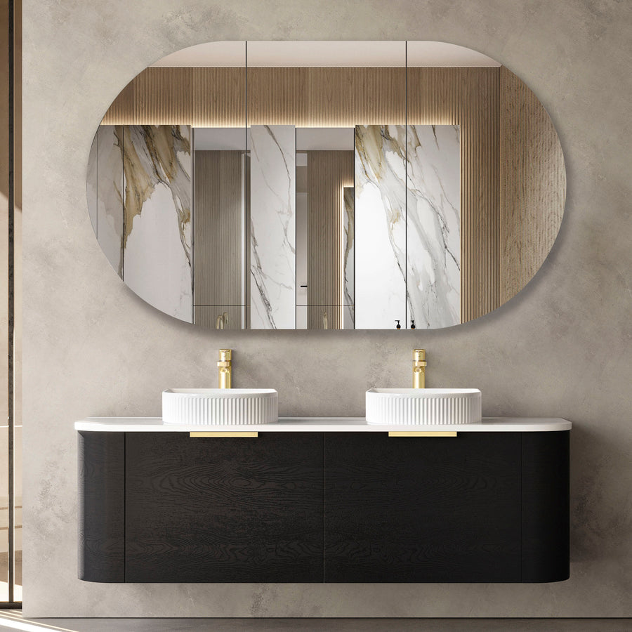 BONDI BLACK OAK 1500X460 CURVE VANITY BO1500BST-CA-12TH