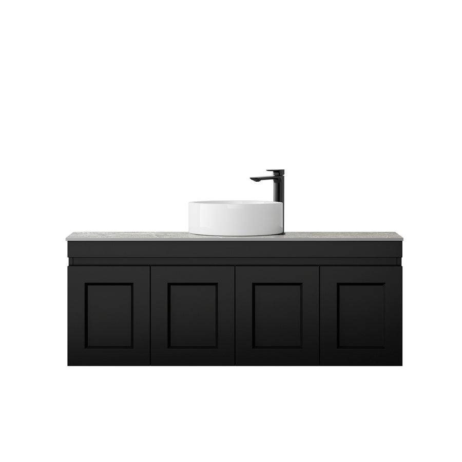 Satin Black Hampton Mark II1200 Wall Hung Amani Grey Top 2 O'clock Taphole HPM1200BST-G-2TH