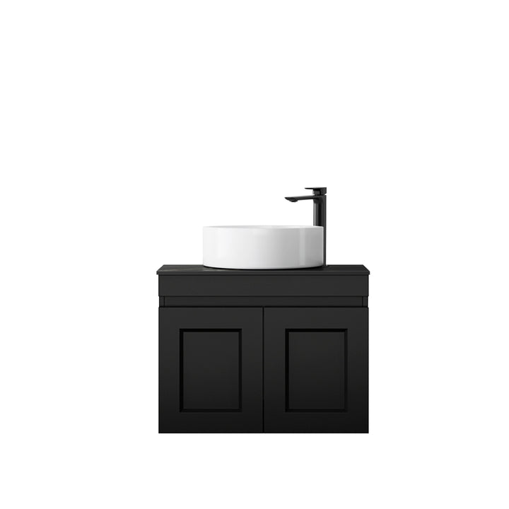 Satin Black Hampton Mark II600 Wall Hung Empire Black Top 2 O'clock Taphole HPM600BST-EB-2TH