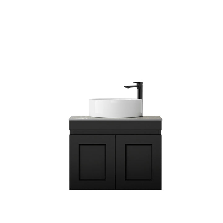 Satin Black Hampton Mark II600 Wall Hung Amani Grey Top 2 O'clock Taphole HPM600BST-G-2TH