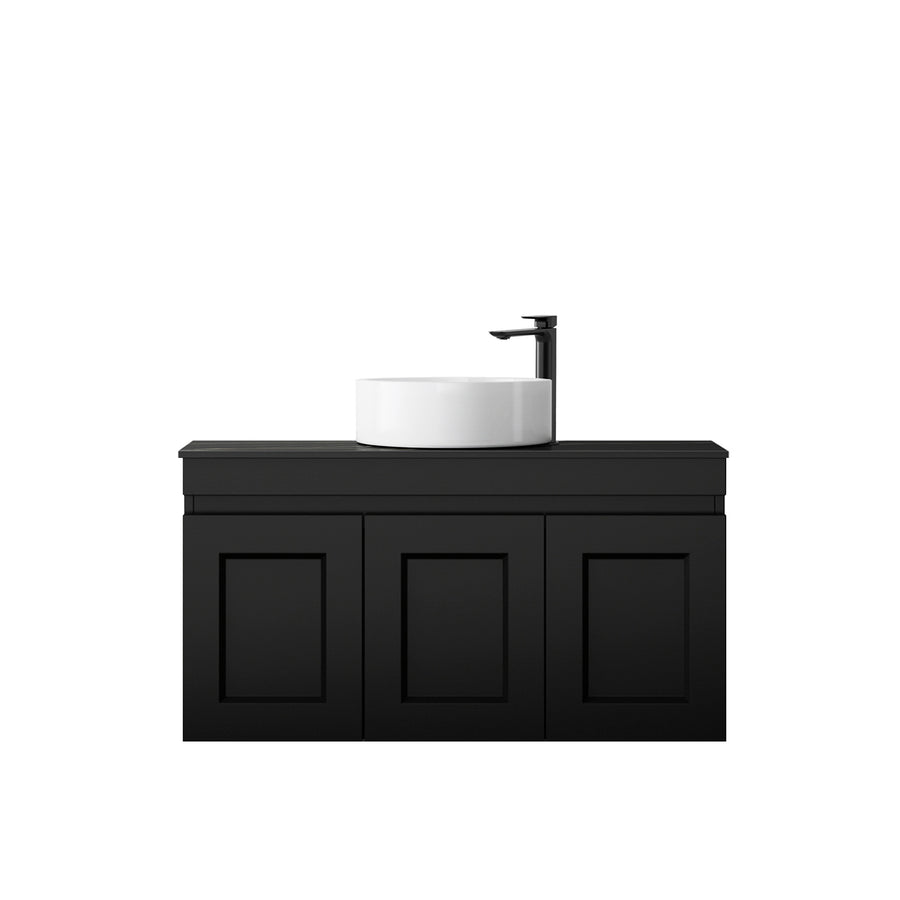 Satin Black Hampton Mark II900 Wall Hung Empire Black Top 2 O'clock Taphole HPM900BST-EB-2TH