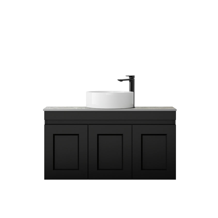 Satin Black Hampton Mark II900 Wall Hung Amani Grey Top 2 O'clock Taphole HPM900BST-G-2TH