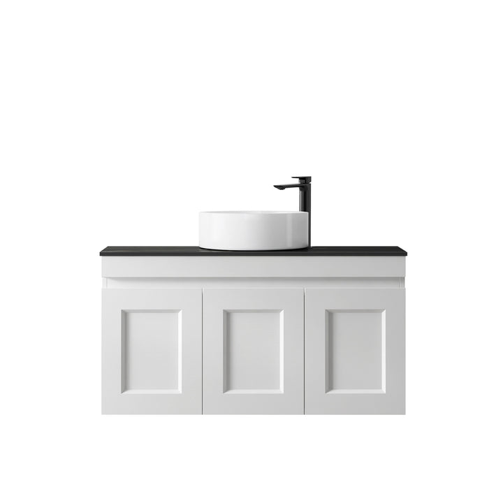 Satin White Hampton Mark II900 Wall Hung Empire Black Top 2 O'clock Taphole HPM900WST-EB-2TH